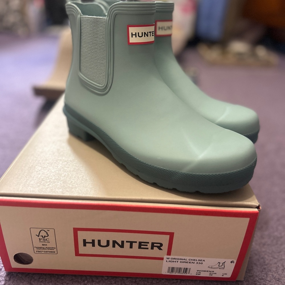 Hunter Light Green Original Chelsea Boots